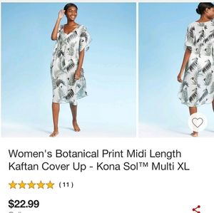 Women's Botanical Print Midi Length Kaftan Cover